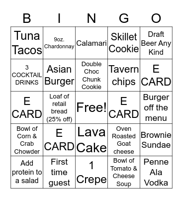 MONDAY BINGO Card