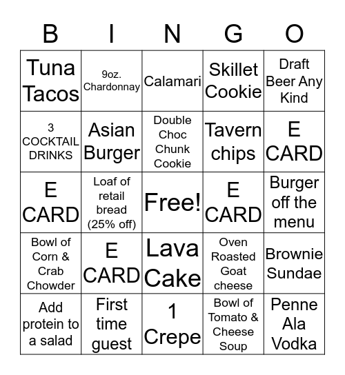 MONDAY BINGO Card