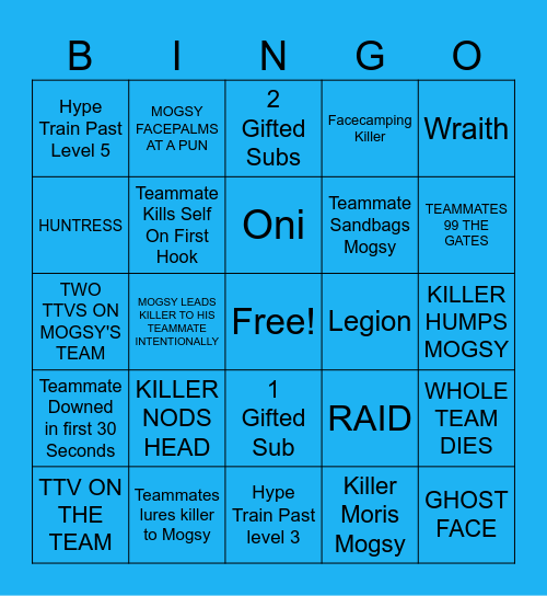 MOGSY'S DBD BINGO Card