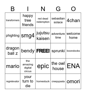 ponytown cosplay bingo Card