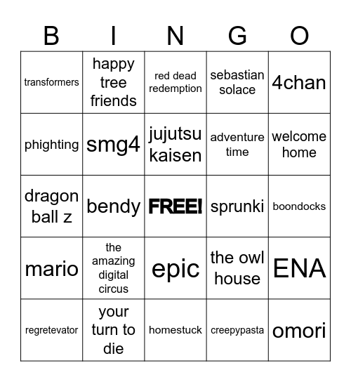 ponytown cosplay bingo Card