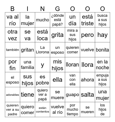 LA LLORONA [PRE-E] Bingo Card