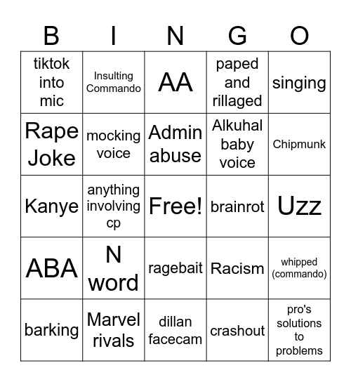 vc bingo Card