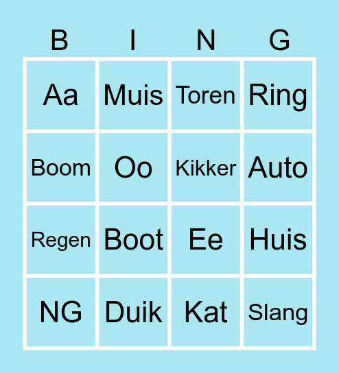 Klanken bingo Card