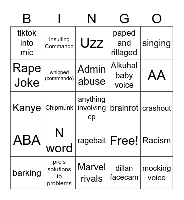 vc bingo Card