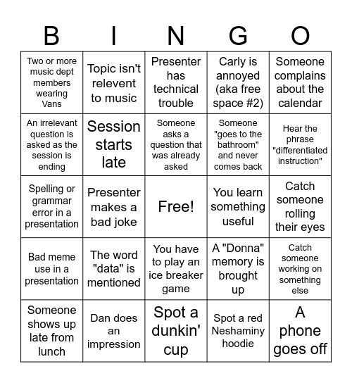 PD BINGO Card