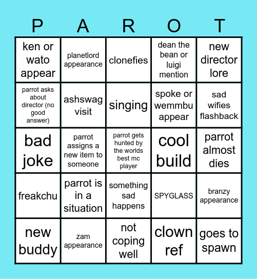 season 2 episode 1 Bingo Card