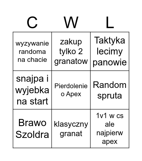 Nowaczkiewicz Bingo Card