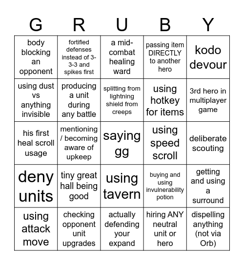 tyler1 wc3 Bingo Card