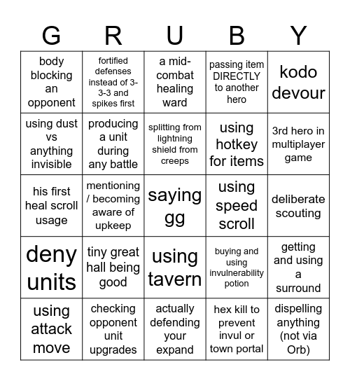 tyler1 wc3 Bingo Card