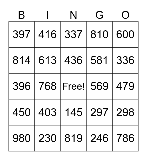 Addition and Subtraction Review Bingo Card