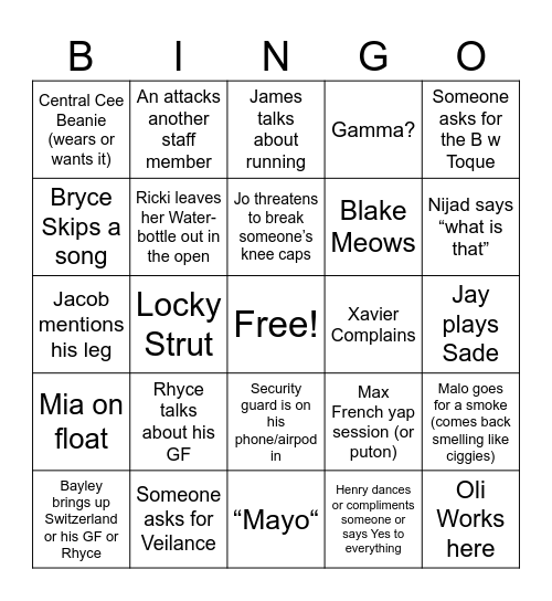 Arc’teryx Bingo Card