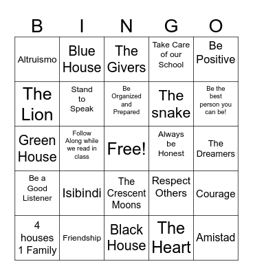 Gray ES House Bingo Card