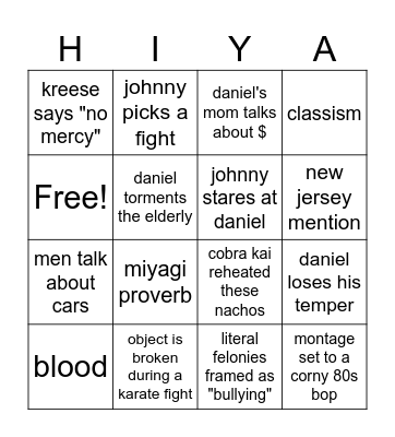 karate kid 1!!!!!! Bingo Card