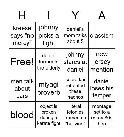 karate kid 1!!!!!! Bingo Card