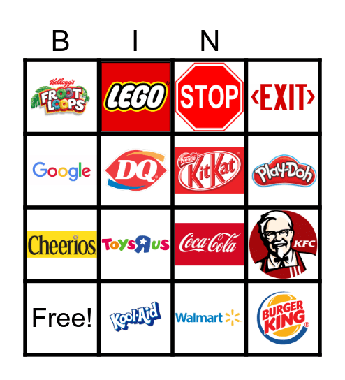 Environmental Print Bingo! Bingo Card
