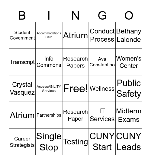 OSE BINGO - PEOPLE, PLACES, THINGS Bingo Card