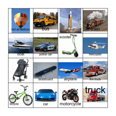 Transportation Bingo Card