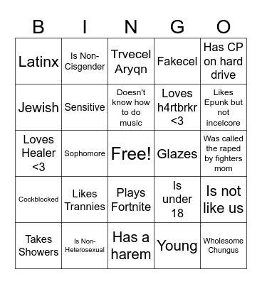 Sensitive Young Glazers Bingo Card