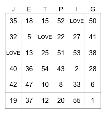 Candy BINGO with JETPIG Bingo Card