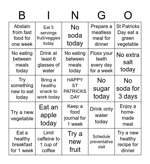MARCH WELLNESS BINGO Card