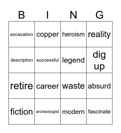 Troy Bingo Card