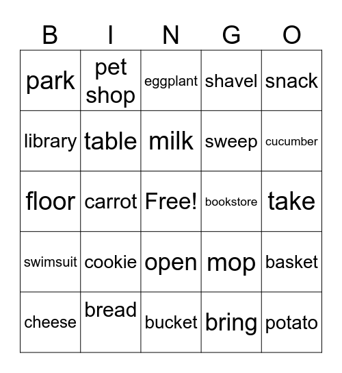 Unit 9 ~ Unit 14 Bingo Card