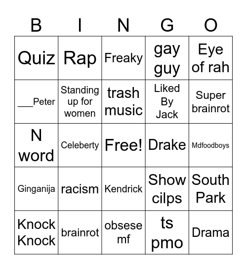 Instagram Bingo Card