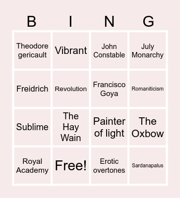 BINGO ROMANTICISMO Bingo Card