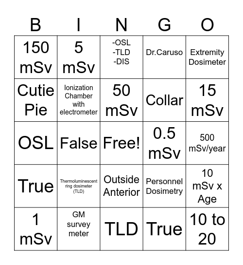 RAD BINING Bingo Card