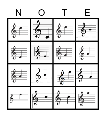 Note Blast (Treble Clef) Bingo Card