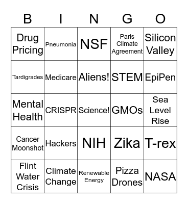 Science Debate Bingo Card