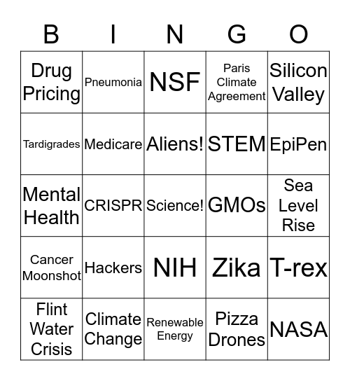 Science Debate Bingo Card