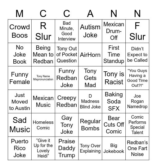 B-DAY KILL TONY BABY Bingo Card