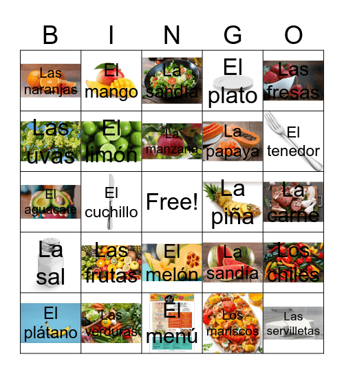 El restaurante / El mercado Bingo Card