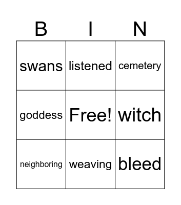 The Wild Swans Bingo Card