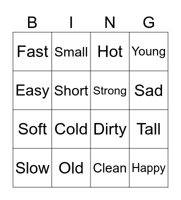 GUESS! Bingo Card