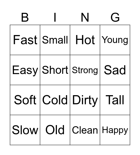 GUESS! Bingo Card