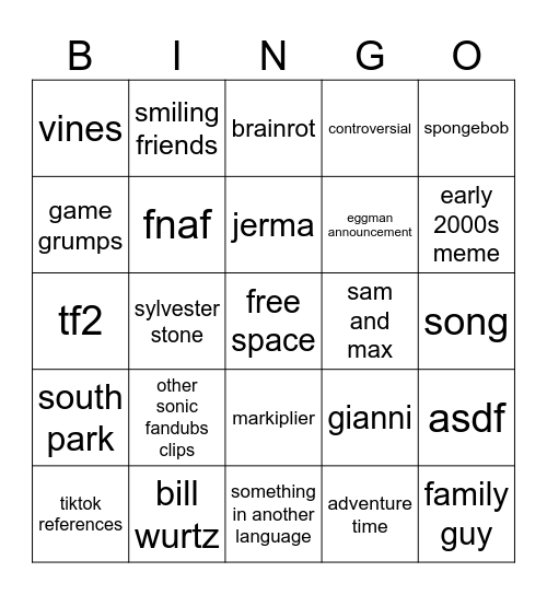 vocal stim comp bingo Card