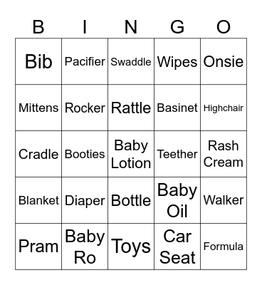 Baby Ro Bingo Card