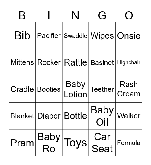 Baby Ro Bingo Card