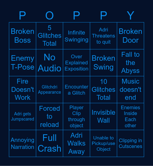 Poppy Playtime Chapter 4 Bingo! Bingo Card
