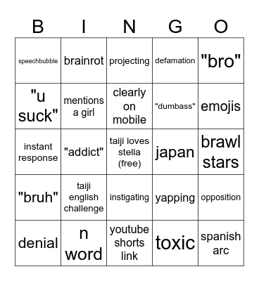 taiji bingo Card
