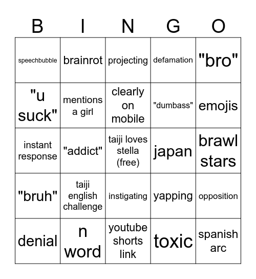 taiji bingo Card