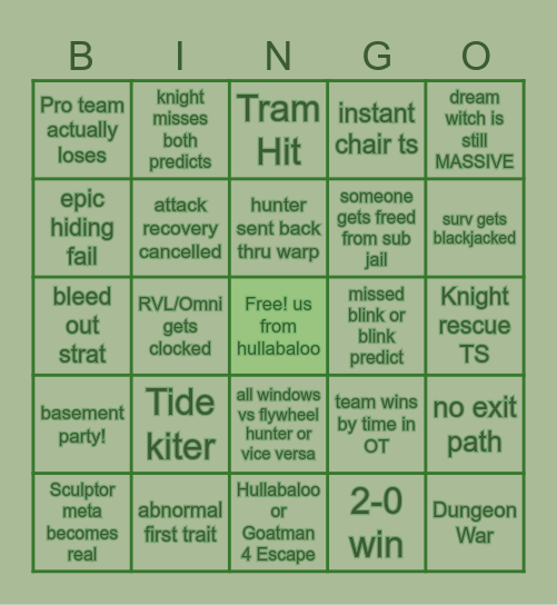 COA8 Qualifier Bingo Card