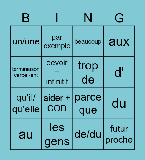 Bingo erreurs Bingo Card