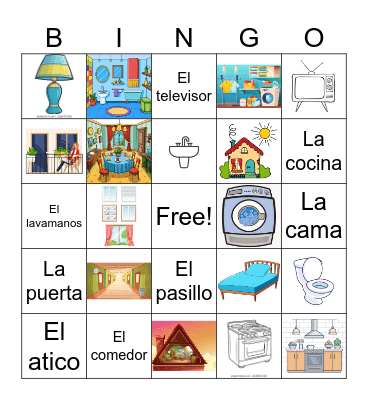 Las partes de la casa Bingo Card