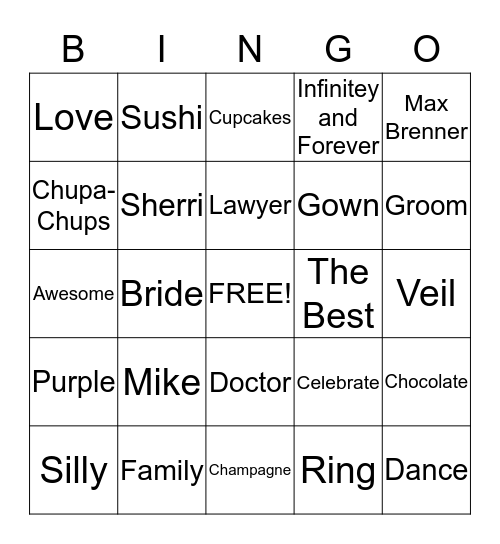 ** ~ Sherri and Mike ~ ** Bingo Card