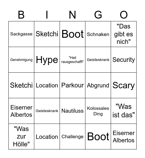 roofless TV Bingo Card