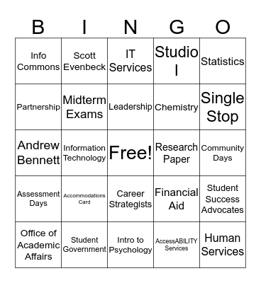 OSE BINGO - PEOPLE, PLACES, THINGS Bingo Card